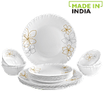 Cello Dinner Set - Opalware, Monarch, Dazzle, White 18 pcs 
