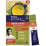 Saffola FITTIFY Gourmet Green Coffee Instant Beverage Mix - Ginger Basil 15 Sachets Box