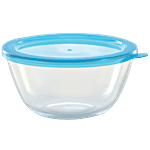Borosil Borosilicate Select Glass Mixing Bowl With Blue Lid - Oven & Microwave Safe 900 ml