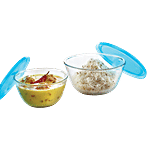 Borosil Borosilicate Select Glass Mixing Bowl With Lid - Oven & Microwave Safe 500 ml + 1.3 L (Set of 2)