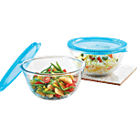 Borosil Select Glass Mixing Bowl With lid - Oven & Microwave Safe, IYBPL020317 2 pcs (1.3L + 1.7L)