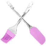 Yongsheng Silicone Brush & Spatula Transparent Handle - Pink, BB147 2 pcs