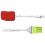 Jia Shi Fu Silicone Spatula & Brush - Assorted,  With Plastic Handle-For Baking Purposes 2 pcs