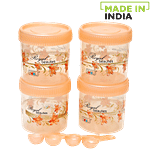 Saaj Keep Fresh Pet Container - Printed, Premium, Orange 250 ml (Set of 4)