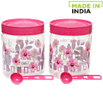 Saaj Maxx Pet Plastic Premium Container - Pink 800 ml (Set of 2)