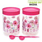 Saaj Maxx Pet Plastic Premium Container - Pink 1 L (Set of 2)