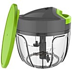 Home Puff Vegetable Chopper & Cutter - Stainless Steel, 3 Blades With Storage Lid, Silicone, Premium Green 1 pc Set of 1