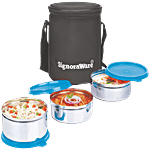 Signoraware Executive Stainless-Steel Lunch Box With Bag - Blue 3 pcs (2x350 ml, 1x500 ml)