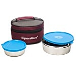 Signoraware Lunch Box - Stainless Steel, Classic, Blue 3 pcs 