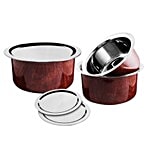 Classic Essentials Tope-Patila Combo With Lids - Stainless Steel, Dark Brown 3 pcs