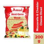 Amul Pizza Cheese Diced - Mozzarella & Cheddar Blend 200 g Pouch
