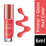 Lakme 9 to 5 Primer + Gloss Nail Color 6 ml Orange Coat