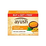 Lever Ayush Purifying Turmeric Soap, For Clear, Glowing Skin, Detoxifies Body 100 g Buy 4 Get 1 Free