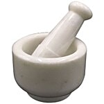 Kvg Kharal Mortar & Pestle/Okhli & Musal Set - No 4, White Marble 1 pc