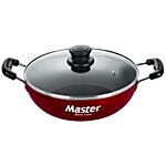 Master Kadai - Non-Stick, With Glass Lid, 240 mm, Aluminium, Maroon 1 pc