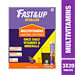 Fast&Up Vitalize Mutivitamin Effervescent Tablets for Men & Women - Orange Flavour 300 g (Pack of 3)