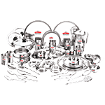 Kitchen Essentials Stainless Steel Dinner Set - Mirror Finish 55 pcs 