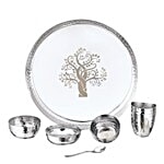 Kitchen Essentials Stainless Steel Dinner Set - Apple Shape, Laser + Hammered 6 pcs