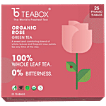Teabox Rose Green Tea Bags - Whole Leaf & Natural Flower Petals, Antioxidants Rich, For Glowing Skin 54 g (25+2 Free Pyramid Bags x 2 g each)