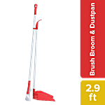 Liao Broom & Dustpan Combo - Nylon Bristles, Plastic With 2.9 Powder Coated Metal Rod, Red, C130020R 2 pcs