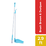 Liao Broom & Dustpan Combo - Nylon Bristles, Plastic With 2.9 Powder Coated Metal Rod, Blue, C130020R 2 pcs