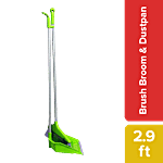 Liao Broom & Dustpan Combo - Nylon Bristles, Plastic With 2.9 Powder Coated Metal Rod, Green, C130020R 2 pcs