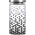 Cello D'ziner Steelox Container/Jar with Steel Lid - Transparent, Borosilicate Glass, Triangle Printed, Cylindrical 1 L