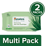 Himalaya Moisturizing Facial Wipes - Aloe Vera, Extra Soft, No Alcohol 25 pcs (Pack of 2)