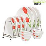 LaOpala Opalware Melody Dinner Set Scarlet Duet 18 pcs