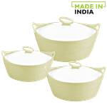 Asian Insulated Plastic Casserole For Roti/Chapati  - Flamingo Deluxe, Green, 3 pcs (1 L + 1.5 L + 2.5 L)