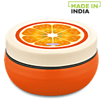 Asian Microwaveable Round Plastic Lunch Box/Tiffin Box - Fun Meal, Orange, Medium 1 pc