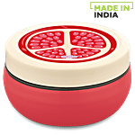 Asian Microwaveable Round Plastic Lunch Box/Tiffin Box - Fun Meal, Red, Medium 1 pc