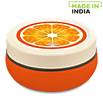 Asian Microwaveable Round Plastic Lunch Box/Tiffin Box - Fun Meal, Orange, Large 350 ml