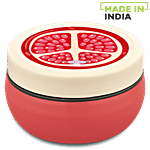 Asian Microwaveable Round Plastic Lunch Box/Tiffin Box - Fun Meal, Red, Large 350 ml