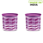 Asian Airtight Storage Plastic Container - Printed, Kitchen Queen, Purple, Small 450 ml (Set of 2)