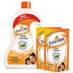 Santoor Classic Sandalwood & Tulsi Hand Wash 900 ml (Get 2 Free Refill Packs Of 180 ml Each)