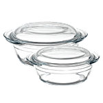 LaOpala Borosilicate Tempered Glass Cook N Serve Casserole - With Lid 2 pcs