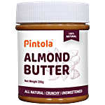 Pintola All Natural Almond Butter - Unsweetened, Crunchy 200 g