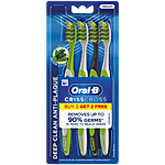 Oral-B Criss Cross Anti-Plaque, Toothbrush - With Neem Extract, Medium, Removes Germs 2 pcs (Buy 2 Get 2 Free)