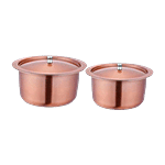 Jagdamba Stainless Steel Copper Laquer Touch Tope-Patila Set With Lids 2 pcs