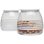 BB Home Opal Air-Tight Glass Storage Jar With White Lid 750 ml (Set of 2)