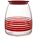 BB Home Opal Air-Tight Glass Storage Jar With Red Lid 975 ml (Set of 2)
