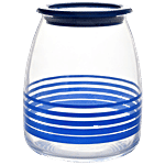 BB Home Opal Air-Tight Glass Storage Jar With Blue Lid 975 ml (Set of 2)
