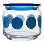 BB Home Marino Air-Tight Glass Storage Jar With Blue Lid 500 ml (Set of 2)