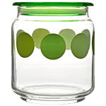 BB Home Marino Air-Tight Glass Storage Jar With Green Lid 500 ml (Set of 2)