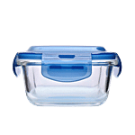 BB Home Borosilicate Glass Square Food Container With Dark Blue Lid 320 ml