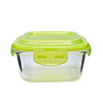 BB Home Borosilicate Glass Square Food Container With Green Lid 520 ml