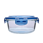 BB Home Borosilicate Glass Round Food Container With Dark Blue Lid 620 ml