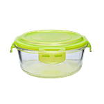 BB Home Borosilicate Glass Round Food Container With Green Lid 950 ml