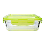 BB Home Borosilicate Glass Rectangular Food Container With Green Lid 640 ml